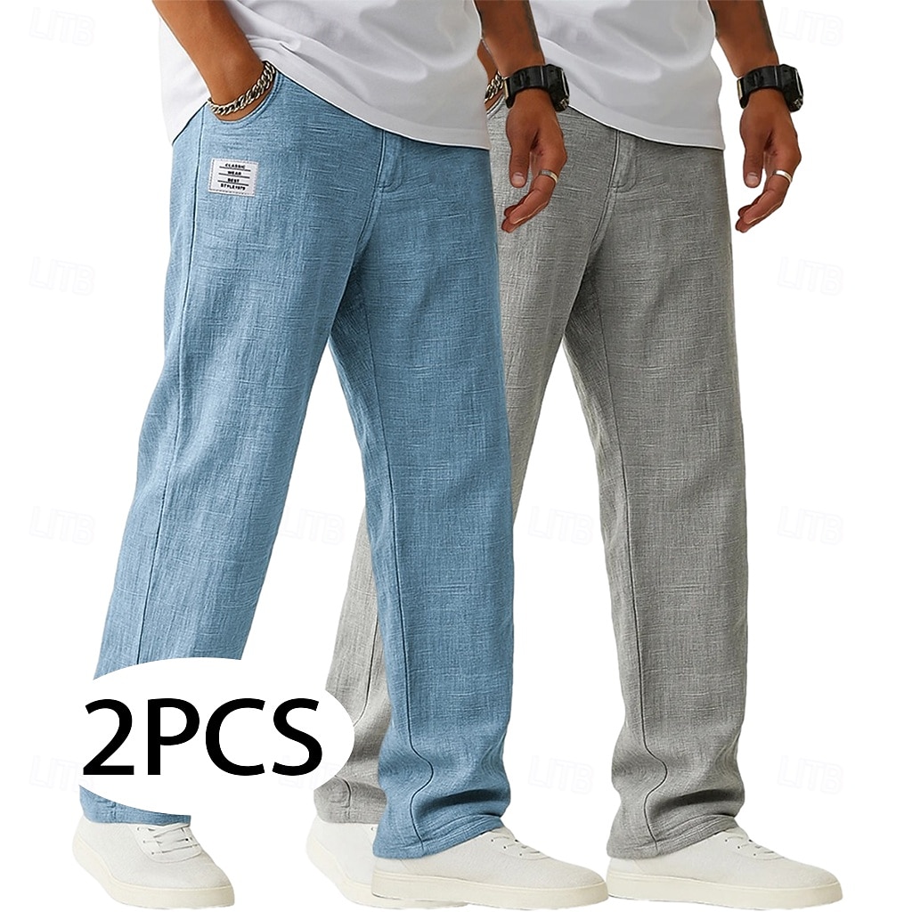 Per uomo Pantaloni di Lino Pantaloni Pantaloni Estivi Pantaloni Larghi Coulisse Elastico in vita Gamba Dritta Semplice Leggero Traspirante Lunghezza intera Casuale Quotidiano All'aperto Vacanza Moda del 2026 a $45.99 –P12