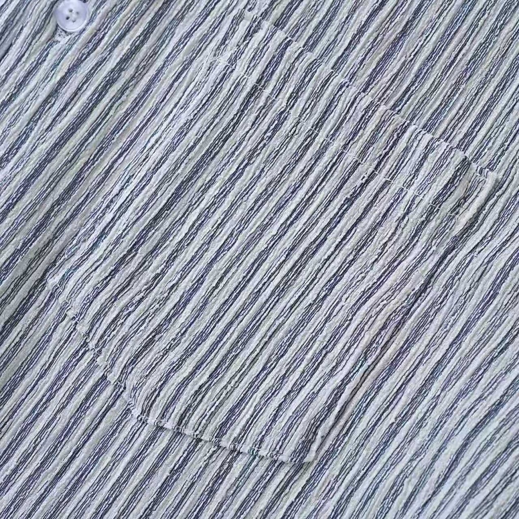 Men's Shirt Ribbed Knitted Casual Shirt Button Up Shirt Pink Navy Blue Green Light Blue Short Sleeve Vertical Stripes Shirt Collar Casual Daily Front Pocket Clothing Apparel Elegant Fashion Casual 2026 - $20.99 –P8