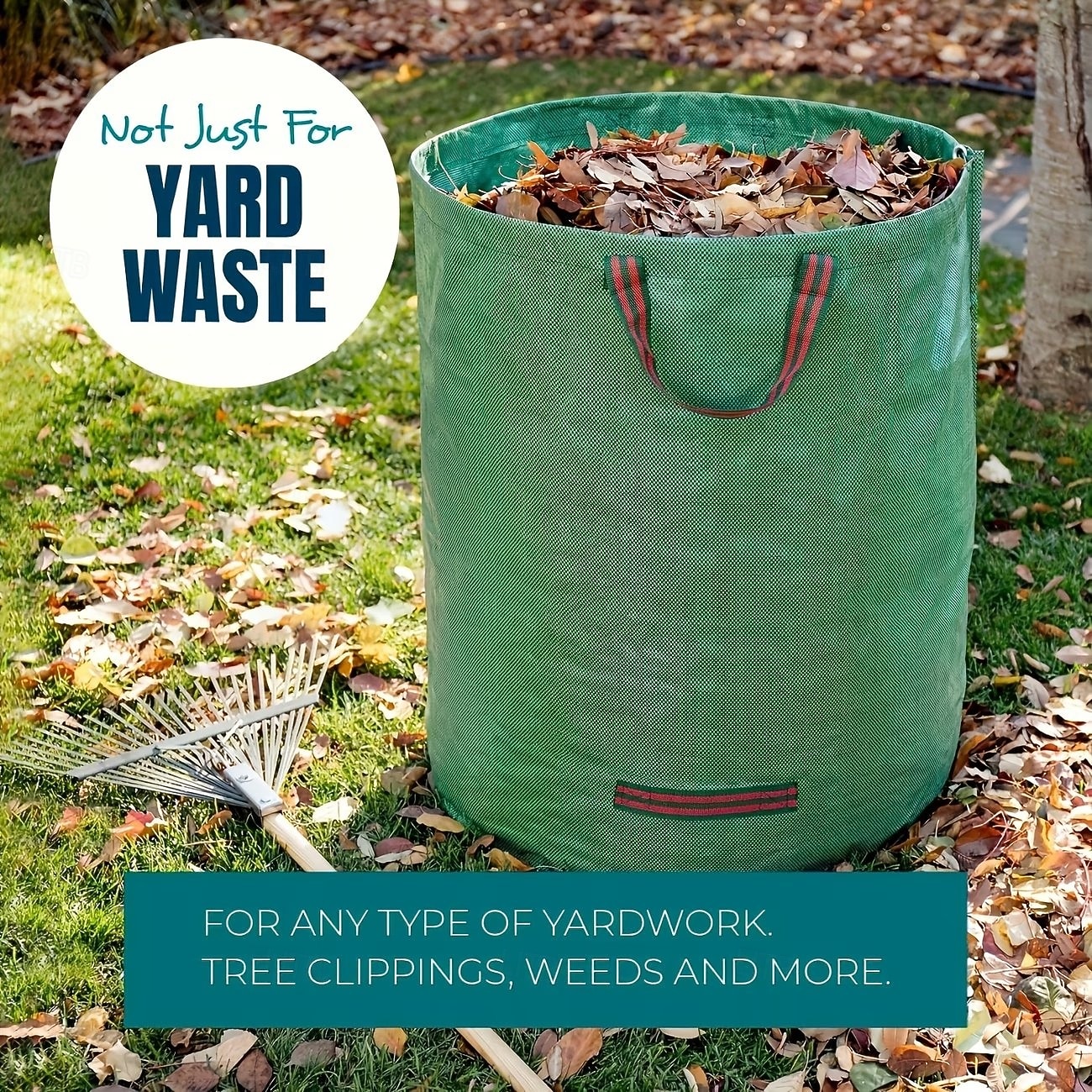 Reusable Garden Waste Bag with Handles - Durable PP Material for Yard Prunings, Leaves, and Plants - Green with Red Stitching, Perfect for Garden Maintenance and Landscaping, Reusable Garden Waste Bag 2026 - $15.49 –P3