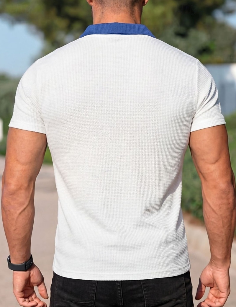 Homme Chemises Polo Gaufre Polo Occasionnel Rue Revers Manche Courte Basique Moderne Bloc de Couleur Avec Poches Poids Léger Été Printemps Coupe régulière Noir Blanche Bleu Roi Vert Kaki Chemises de 2026 ? $18.99 –P7