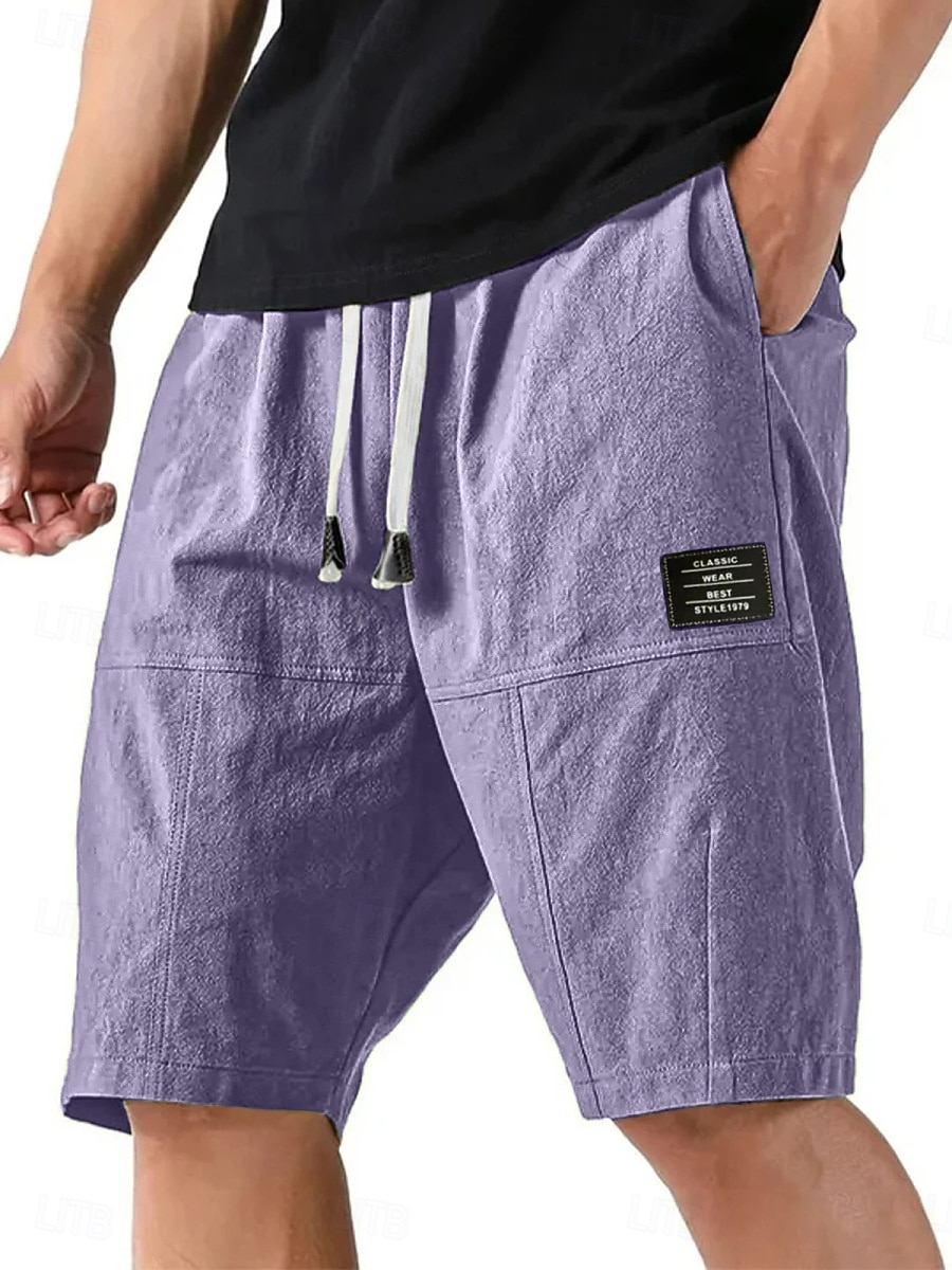 SoftFade™ Pánské šortky Letní šortky Casual šortky Kyselinově wash šortky Patchwork Kapsa Elastický pas Hladký Praný Komfort Prodyšné Délka po kolena Casual Outdoor Pláž Dovolená Móda 2026 - $31.99 –P8