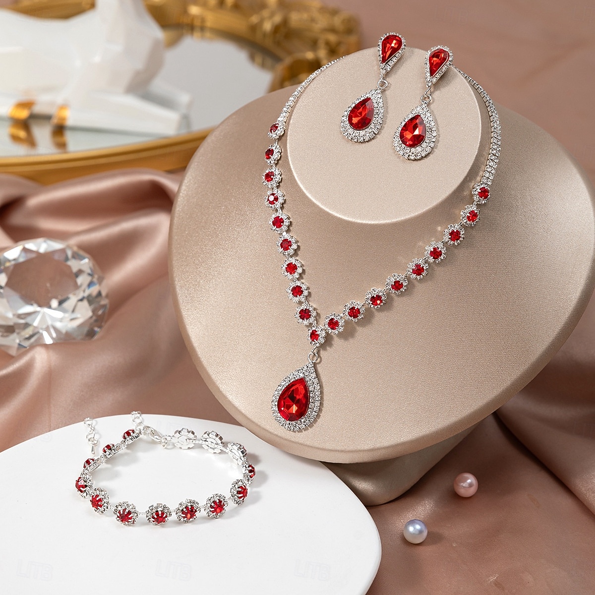 Jewelry Set Three-piece Suit Rhinestone Chrome Earrings Necklace Women's Fashion Jewelry Set For Wedding 2026 - $34.99 –P2