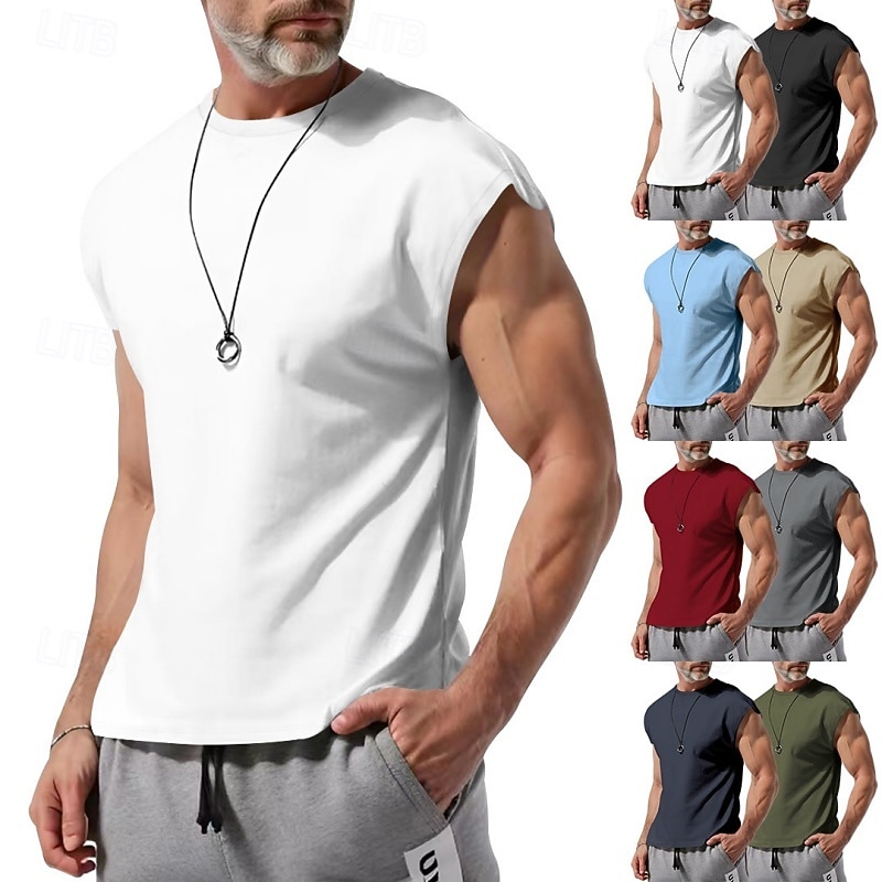 Men's Solid Colored Workout Tank Top Running Tank Top Gym Tank Top Summer Spring Classic Sleeveless Quick Dry Lightweight Moisture Wicking Breathable Gym Workout Active Training Exercise Black White 2026 - $15.49 –P1