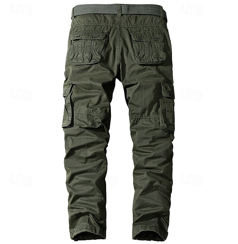 Pantaloni da uomo 100% cotone, cargo, da trekking, multitasche, gamba dritta, comodi, traspiranti, casual, per tutti i giorni, per attività all'aperto, streetwear, verde kaki del 2026 a $59.99 –P2