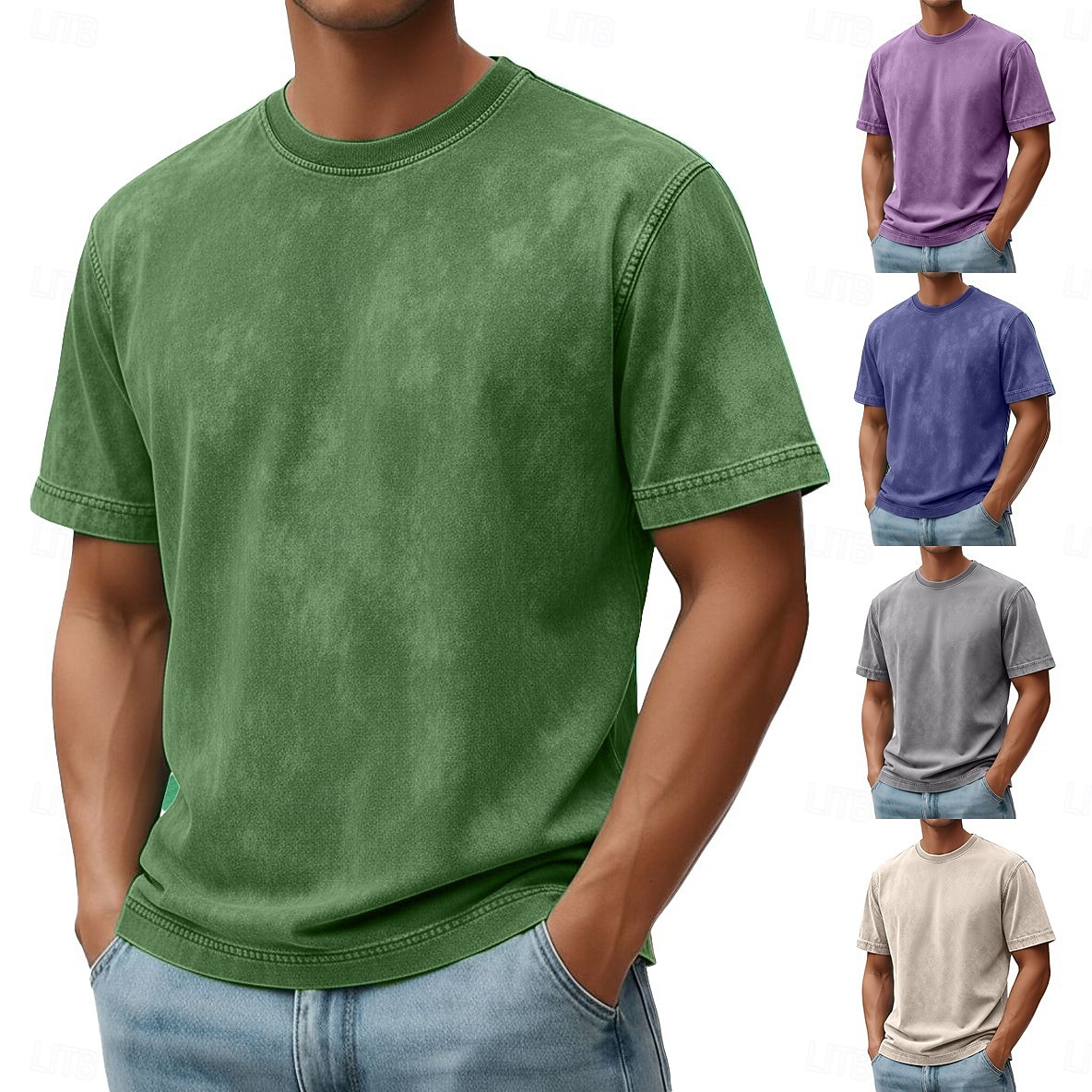 Bărbați Tricou Cămașă de spălat cu acid 100% bumbac Tee Top Manșon scurt Stil Nautic Vară Primăvară Toamnă Simplu Retro / vintage Casual Stil Vintage Vopsit în haine Îndurerat Casual Albastru piscin 2026 - $28.99 –P10