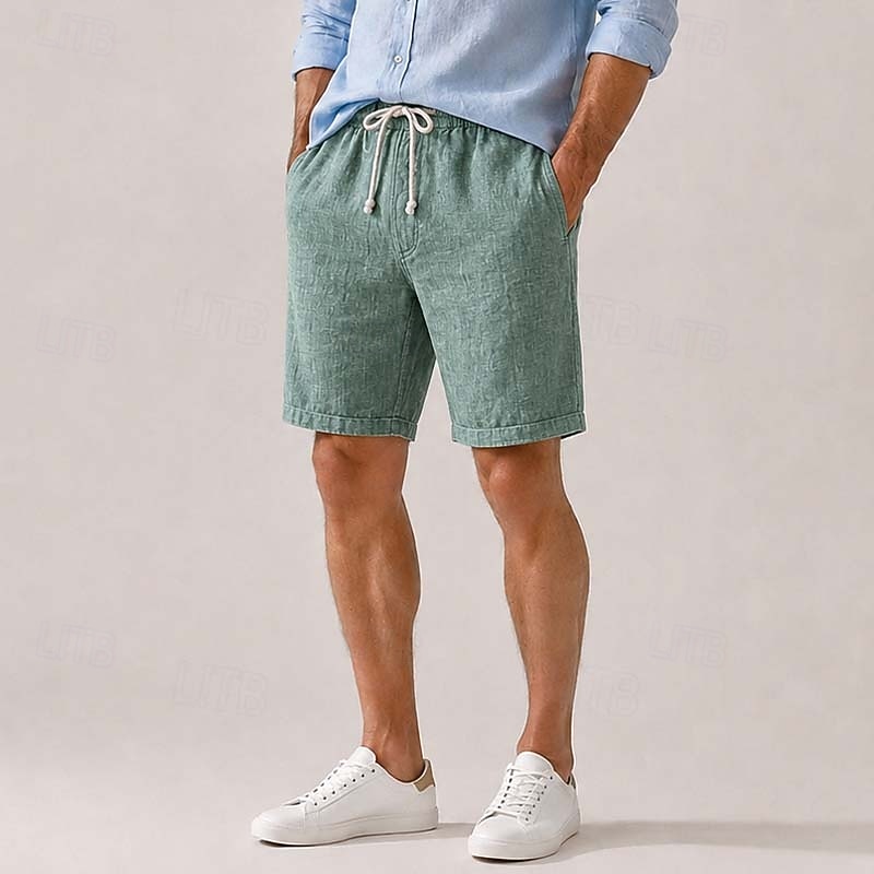 Herren-Shorts aus 100 % Leinen – knielange, lässige Sommershorts 2026 - $67.99 –P1