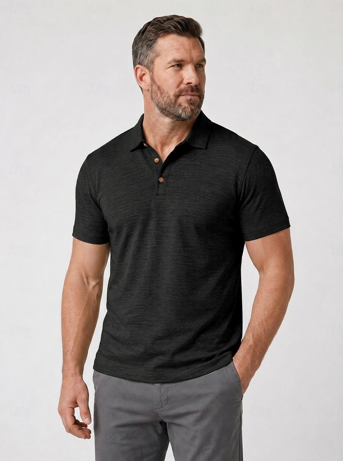 Polo en lin pour homme - manches courtes - noir, vert, bleu clair de 2026 ? $33.99 –P4