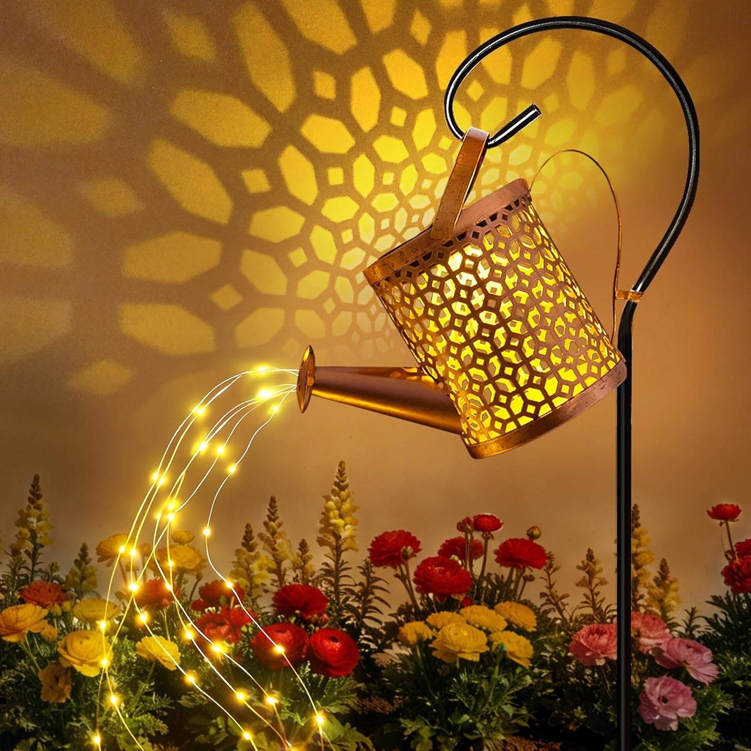Regadera solar con luces en cascada para decoración de jardín exterior, regalos de cumpleaños para mamá, abuela y mujeres, resistente al agua IP65, 2 modos de iluminación, faroles colgantes para el 2026 - $26.99 –P1