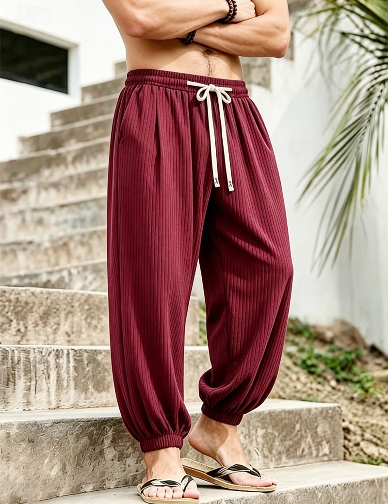 Per uomo Joggers Pantaloni Pantaloni casual Pantaloni a Nido d'Ape Coulisse Tasca Elastico in vita Tinta unica Asciugatura Rapida Leggero Quotidiano All'aperto Vacanza Vacanza Elegante Nero Bianco del 2026 a $26.99 –P18