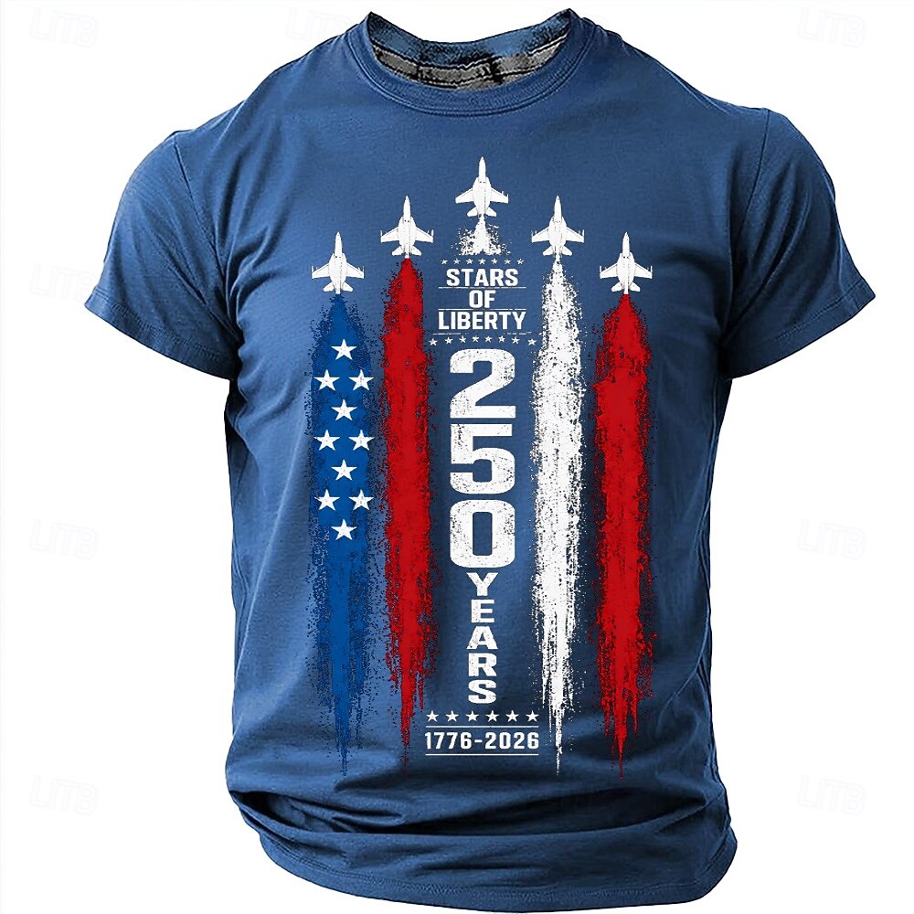 4 juillet 2026, 250e anniversaire Homme Drapeau Américain T-shirt Manche Courte T-shirt Impression 3D Col ras du cou Chemise Mode Occasionnel Quotidien Rue Bleu Noir Vert Été Printemps Vêtement Tenue de 2026 ? $18.99 –P7