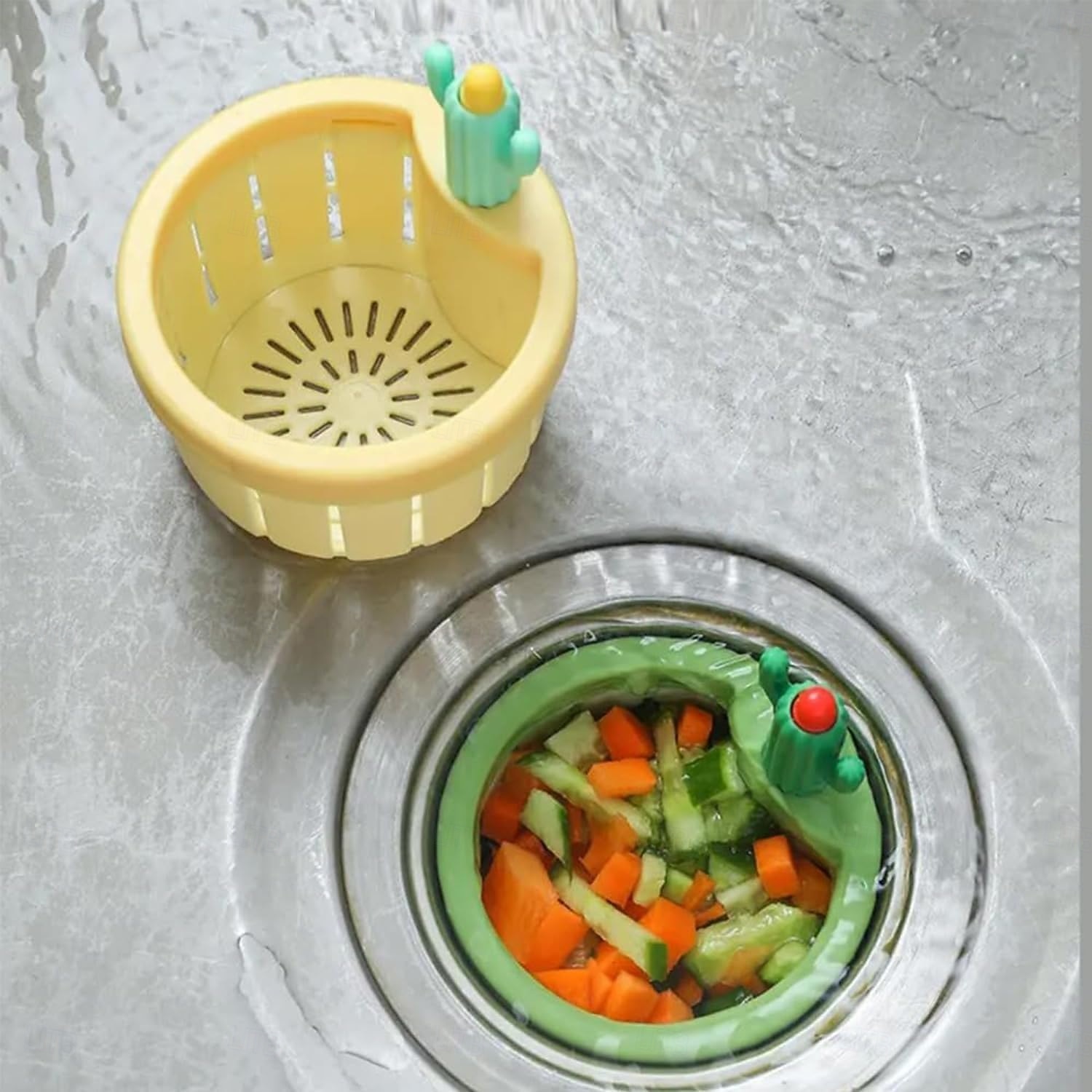 4/6 pezzi filtro di scarico per lavello da cucina a forma di cactus, cestello di svuotamento automatico a pressione, filtro raccogli-rifiuti da cucina, rete filtrante per lavello a forma di cactus del 2026 a $6.97 –P4