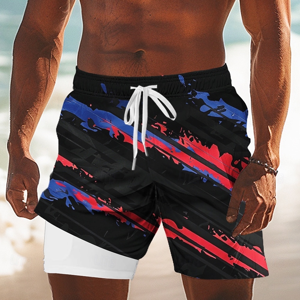 Costumi da bagno patriottici con la bandiera americana a stringa e tasche laterali per il 250° anniversario degli uomini del 2026 a $22.99 –P4