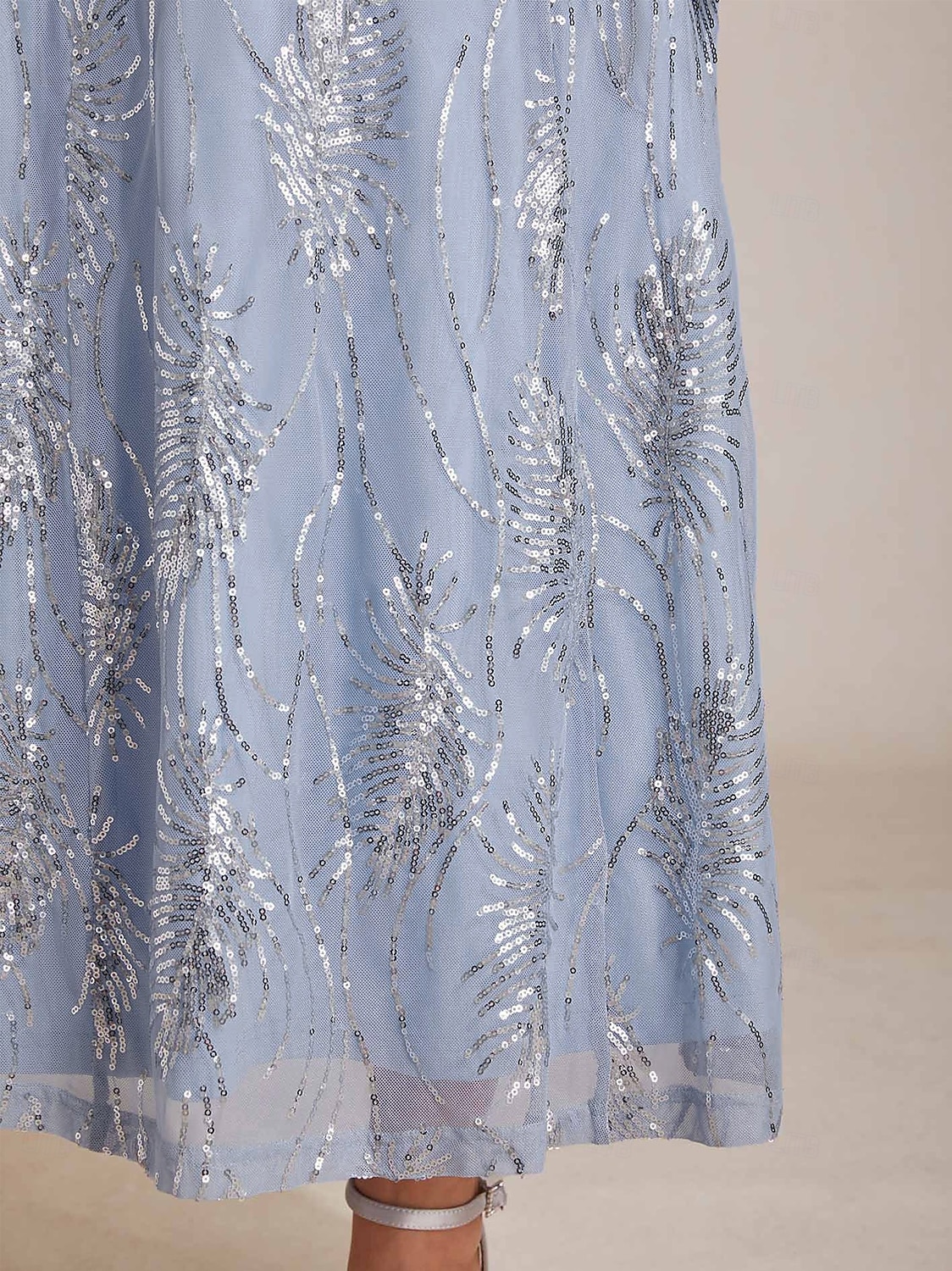 Women's Maxi Dress Sheath Dress Elegant Evening Party Party Cocktail Party Sequins Solid Color Floral Short Sleeve Crew Neck Sky gray 2026 - $169.99 –P4