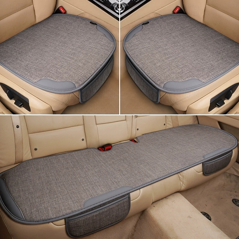 Universal Linen Car Back Seat Cushion, Breathable Rear Seat Pad with Storage Pockets, Non-Slip Seat Protector for Most Vehicles, SUVs, Trucks, Durable All-Season Bench Cover (Rear Seat Only) 2026 - $23.99 –P6