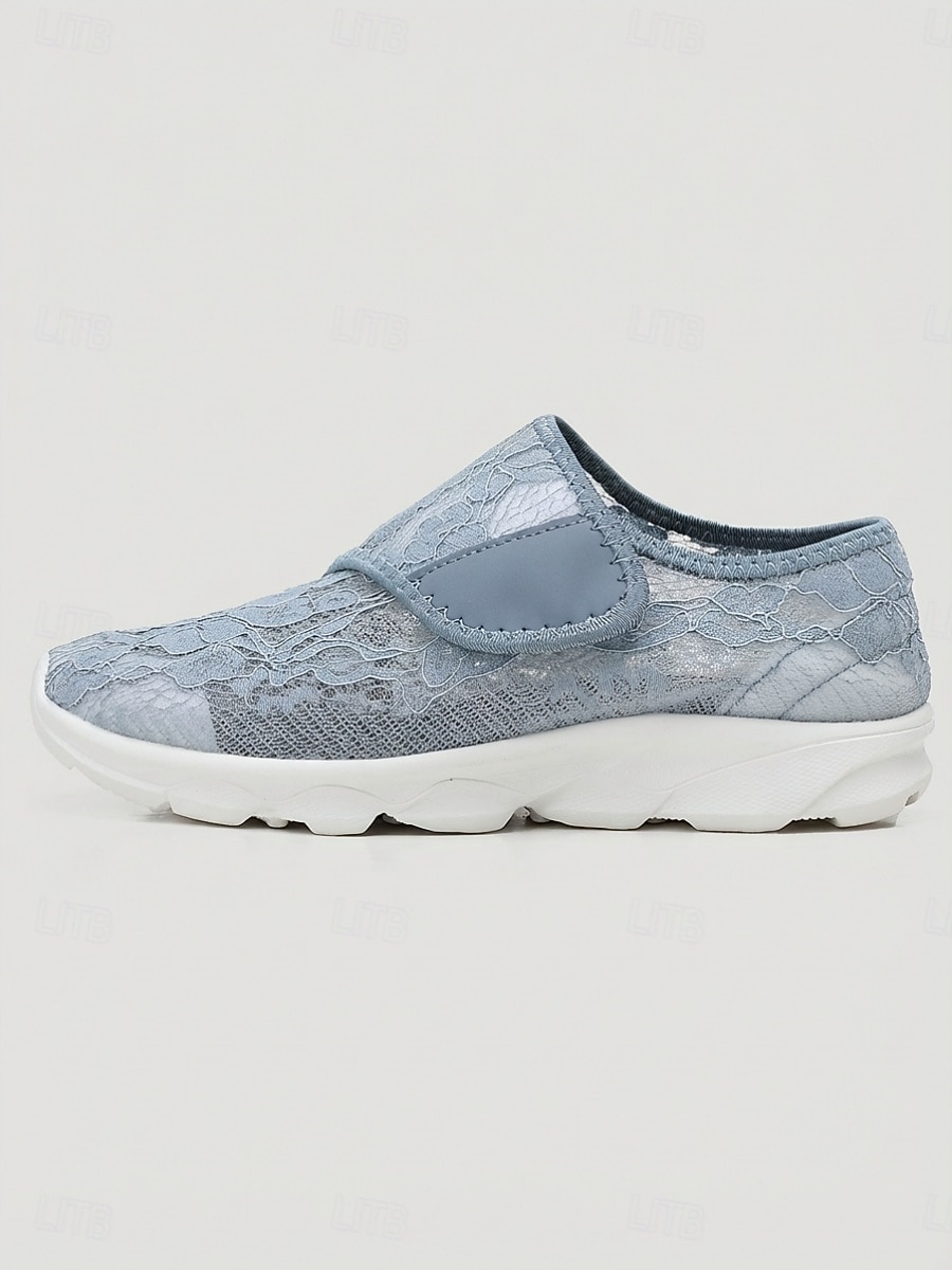 Chaussures de marche bleues à lacets et fermeture velcro pour femmes - baskets décontractées, légères, respirantes et confortables, idéales pour les pieds larges et gonflés, au quotidien et en voyage. de 2026 ? $26.99 –P5