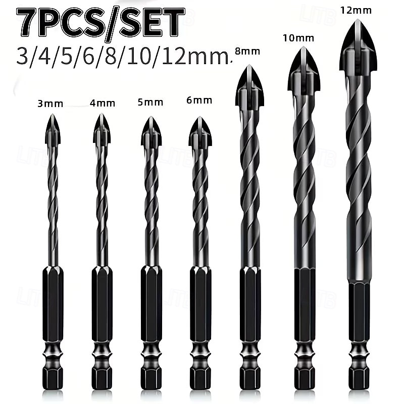 7Pcs Tungsten Carbide Drill Bits, Tungsten Carbide Tip, Hex Shank, Non-Slip Design, Suitable for Glass, Concrete, Brick, Wood, Plastic, Ceramic Tile, Mirror Drilling 2026 - $20.99 –P3