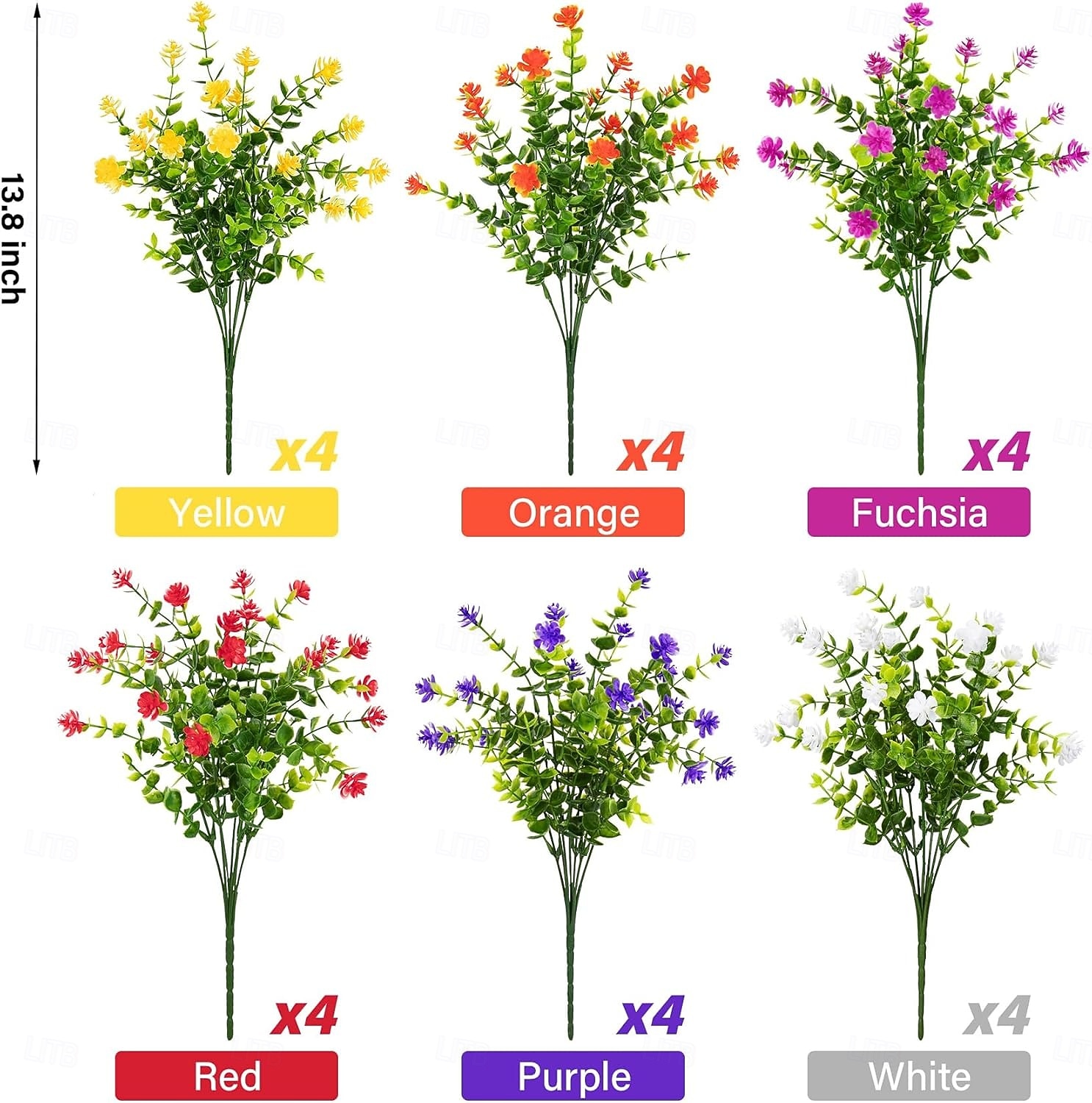 24 Bundles Artificial Flowers for Outdoors Decoration Fake Flowers UV Resistant Faux Plastic Greenery Eucalyptus Plants for Spring Summer Garden Patio Indoor Outdoor Home Decor, Multicolor 2026 - $36.99 –P3