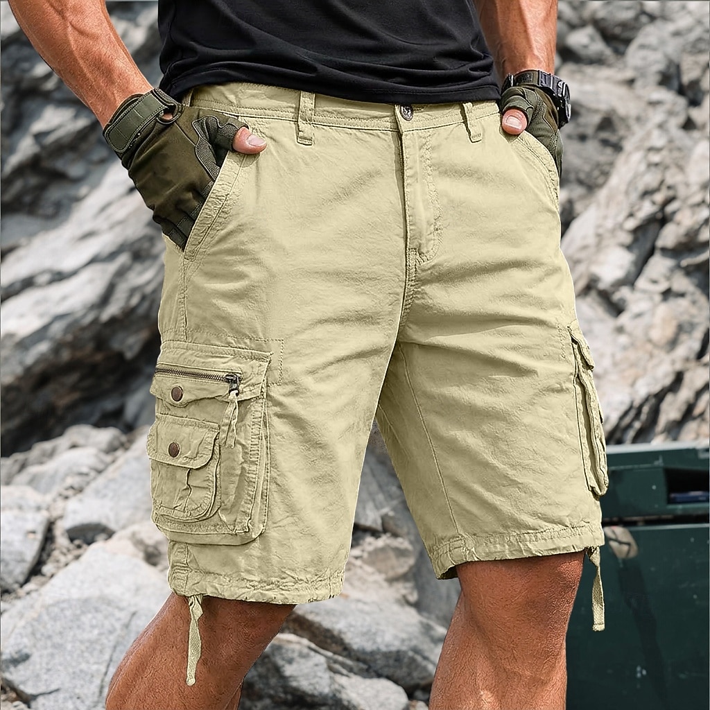 Homens Bermuda Cargo Shorts de trabalho Shorts de Trilha Perna Cordão Bolso multi 6 Bolso Tecido Curto Casual Esportes Para Noite Roupa de rua Clássico Azul Cáqui Sem Elasticidade de 2026 por $37.99 –P1