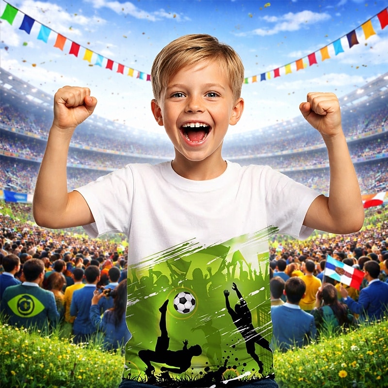 Boys' 3D Graphic Football Soccer T Shirts T shirt Tee Short Sleeve 3D Print Summer Spring Sports Fashion Streetwear Kids 4-12 Years Crew Neck Casual Daily Outdoor Regular Fit 2026 - $15.99 –P1