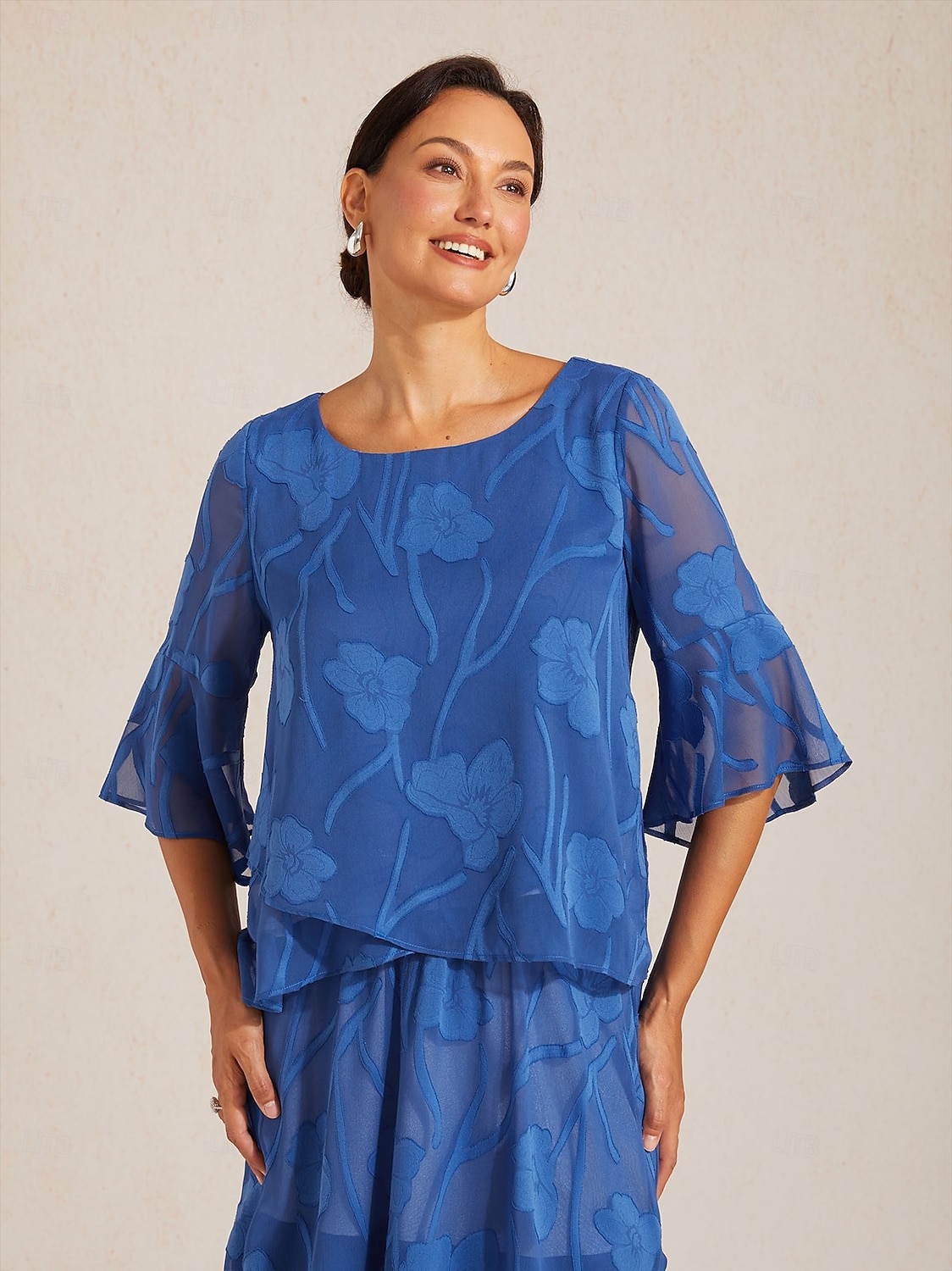 Per donna Camicia di Pizzo Blusa Top Eleganti Top in chiffon Orlo asimmetrico Tinta unica Floreale Grafico Elegante Essenziale Casual Mezza Manica Manica a Volant Scollo a Barca Quotidiano Lavoro del 2026 a $59.99 –P1