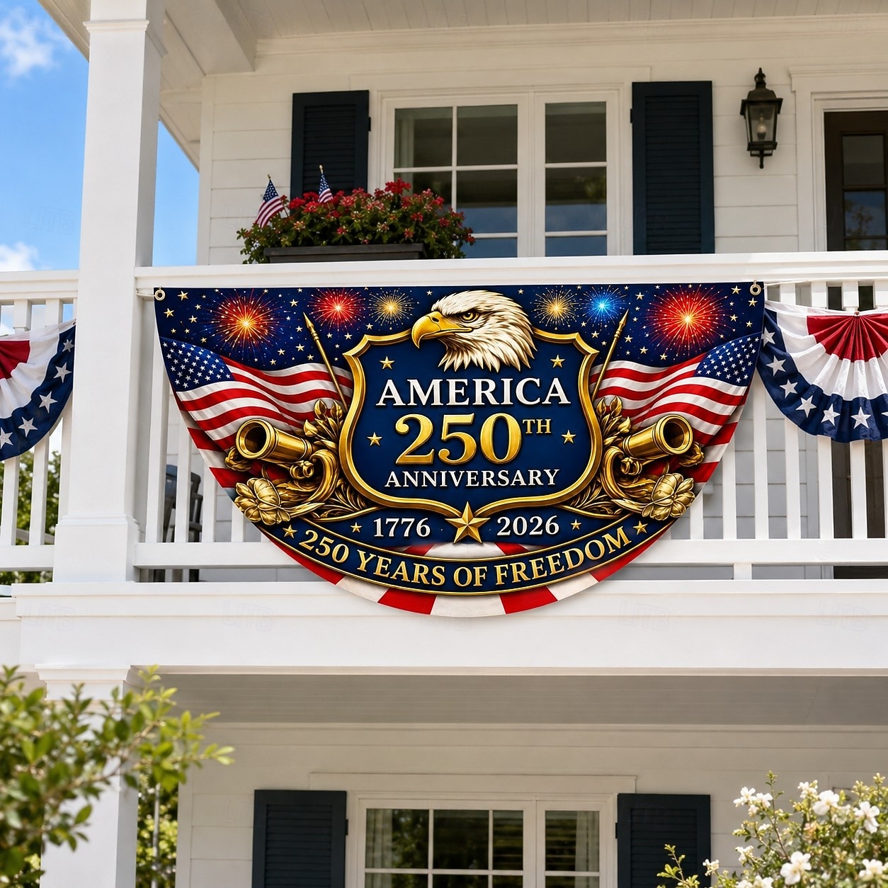 USA 250. Jahrestag (1776–2026) – Wimpelkette, halbrunder Fächer, patriotische amerikanische Wimpelkette für den Außenbereich, ideal für Haus, Veranda, Garten oder als Dekoration zum Unabhängigkeitstag. 2026 - $24.99 –P3