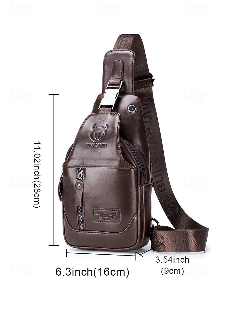 Men's Genuine Leather Sling Bag - Vintage Crossbody Chest Pack with Multi-Compartments & Large Capacity, Adjustable Strap for Business Commute, Travel & Daily Casual, Multiple Colors 2026 - $42.99 –P10
