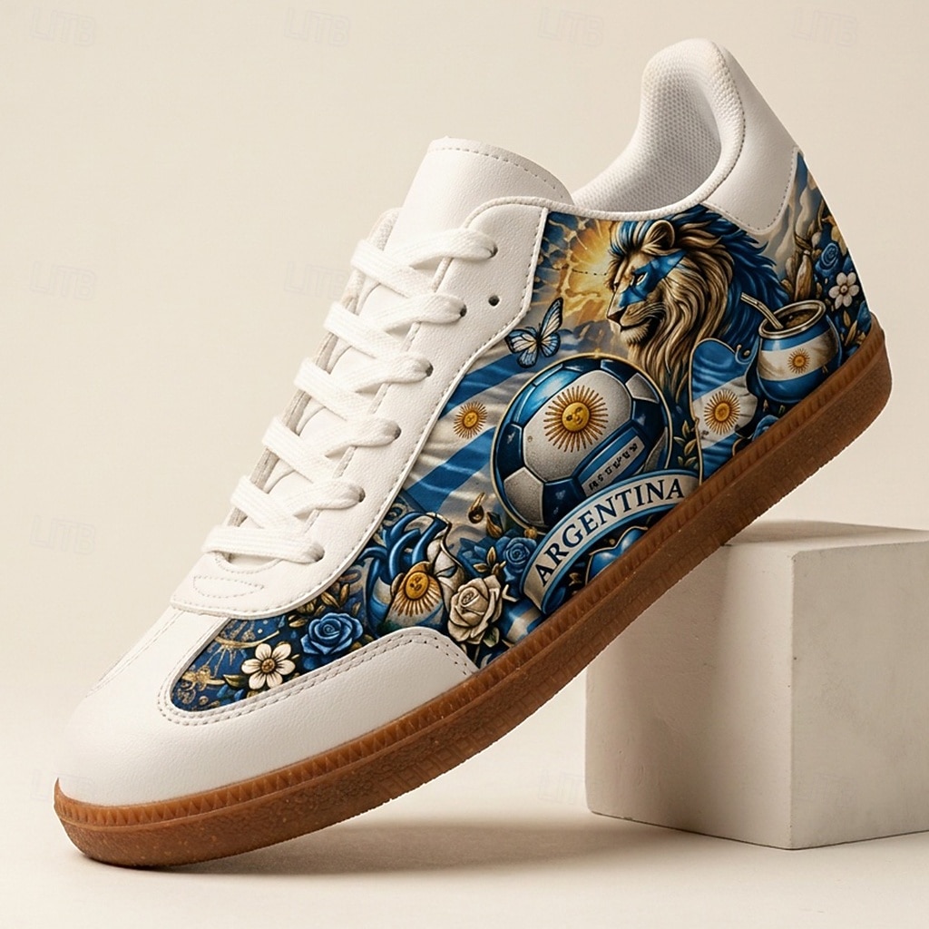 Men's Blue Lion Soccer Print Low Top Sneakers Lace-Up Casual Football Fan Shoes Lightweight Gum Sole Fashion Trainers for Men Matches Fan Parties Sports Events and Daily Wear 2026 - $54.99 –P1