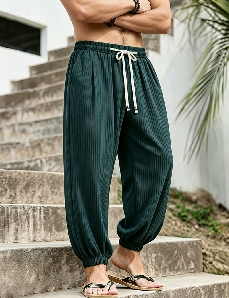 Per uomo Joggers Pantaloni Pantaloni casual Pantaloni a Nido d'Ape Coulisse Tasca Elastico in vita Tinta unica Asciugatura Rapida Leggero Quotidiano All'aperto Vacanza Vacanza Elegante Nero Bianco del 2026 a $26.99 –P2