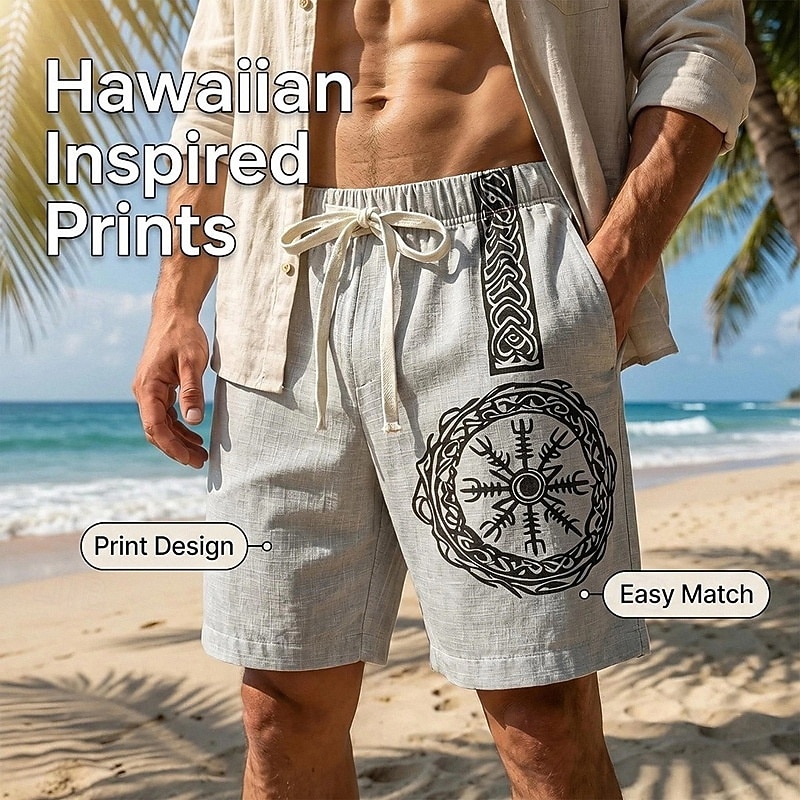 Per uomo Shorts Shorts di Lino Pantaloncini Estivi Shorts da Spiaggia Coulisse Elastico in vita Stampato Geometrico Comodità Traspirante Lunghezza al ginocchio Quotidiano All'aperto Ferie Vacanza Moda del 2026 a $20.99 –P1