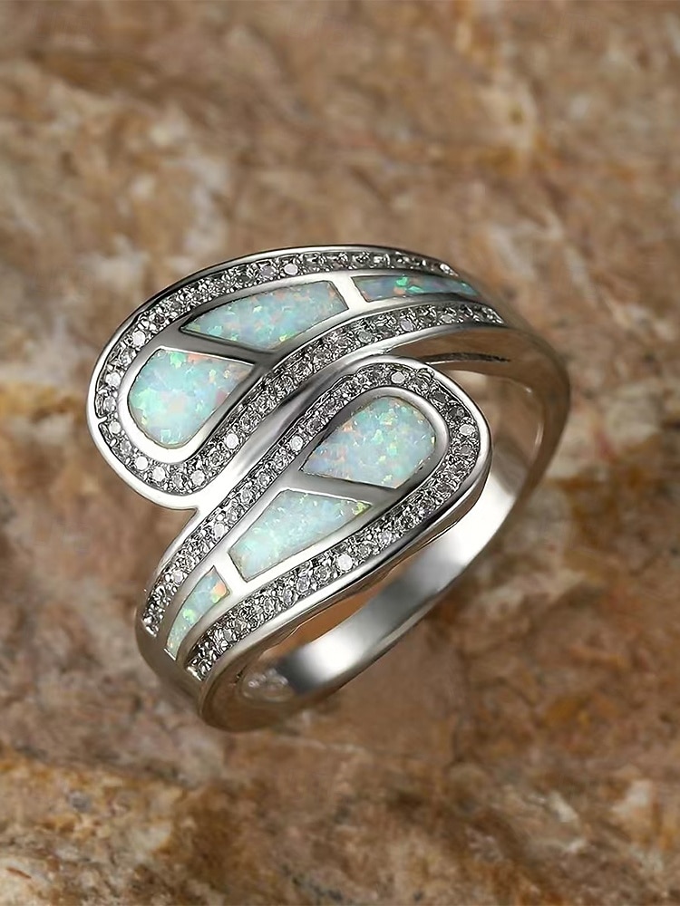 Damring i bohemisk legering, eleganta smycken i opal-look i flera storlekar för strandsemester, vardagskläder 2026 - $11.99 –P4