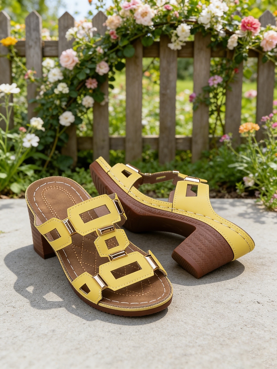 Sandalias casuales de tacón cuadrado verde para mujer, plantilla acolchada de apoyo, diseño de tacón medio estable para uso diario, paseos por la ciudad, viajes y eventos sociales. 2026 - $26.99 –P7