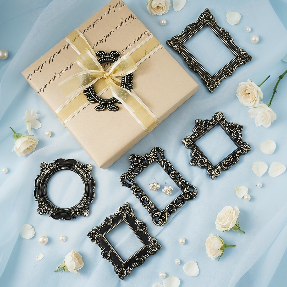 1PC, Black and Gold Mini Engraved Decorative Picture Frame Body, Resin Material DIY Decorative Small Item, Suitable for Photography Decoration Props, Wedding, Party and Other Scene Arrangements 2026 - $9.99 –P1