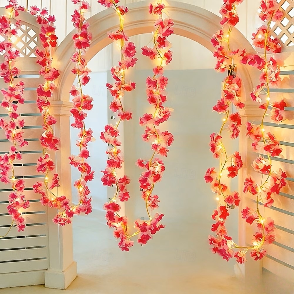 Luci a LED a filo di rame con simulazione di fiori di ciliegio rosa, alimentate a energia solare, lunghezza 2 m/5 m, ideali per matrimoni, feste di Natale, decorazioni per la casa, balconi, giardini, del 2026 a $16.49 –P4