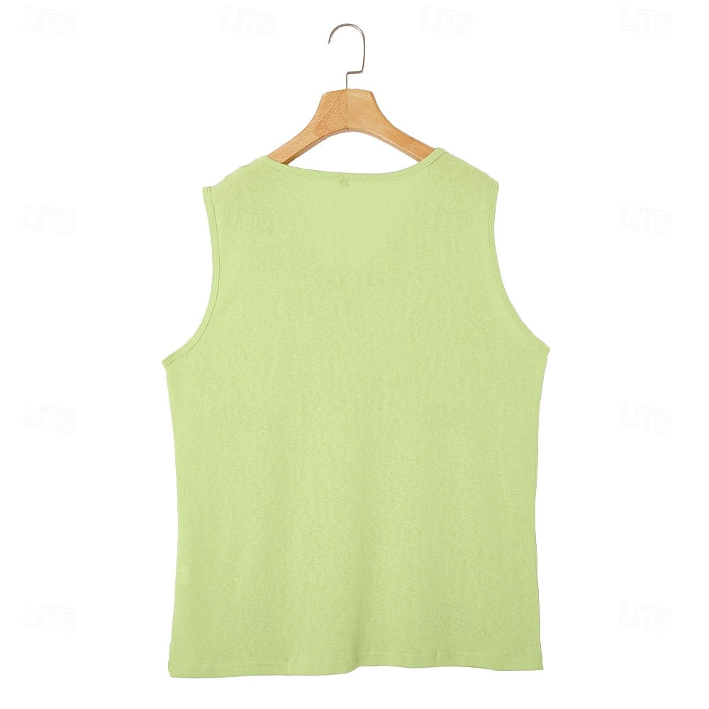 Herren Tanktop aus Leinen Ärmelloses Shirt Unterhemd Ärmellos V Ausschnitt Sommer Einfach Mode Basic Böhmische Schlank Weich Strand Urlaub Alltagstauglich Schwarz Weiß Blau Top T-Shirt für Herren 2026 - $13.99 –P3