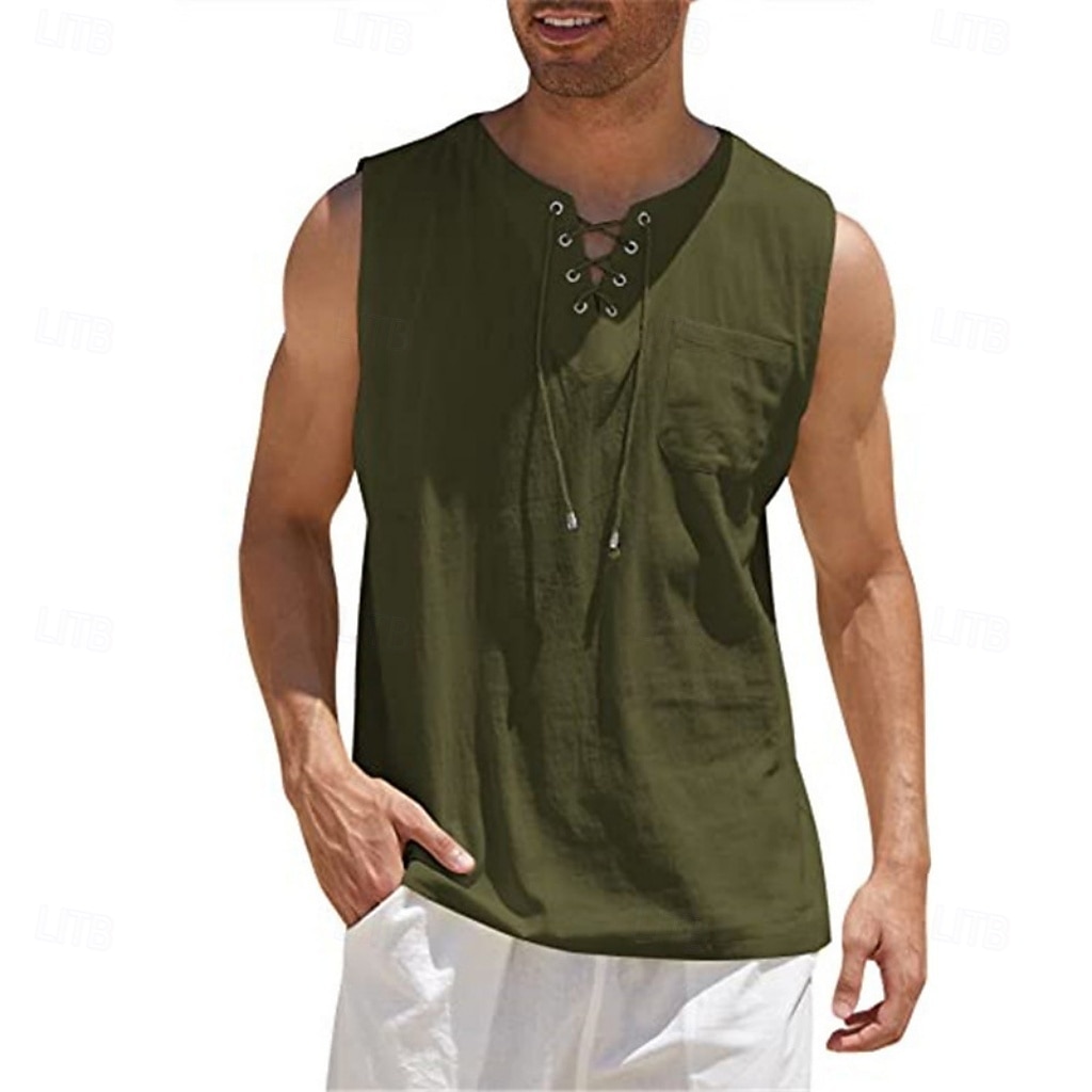 Homens Malha Íntima Colete Camiseta Interior camisa sem manga Sem Manga Decote V Verão Primavera Tecido Moda Clássico Confortável Com Cordão Casual Ginásio Rua Preto Branco Azul Marinha Top Tee para de 2026 por $16.49 –P9