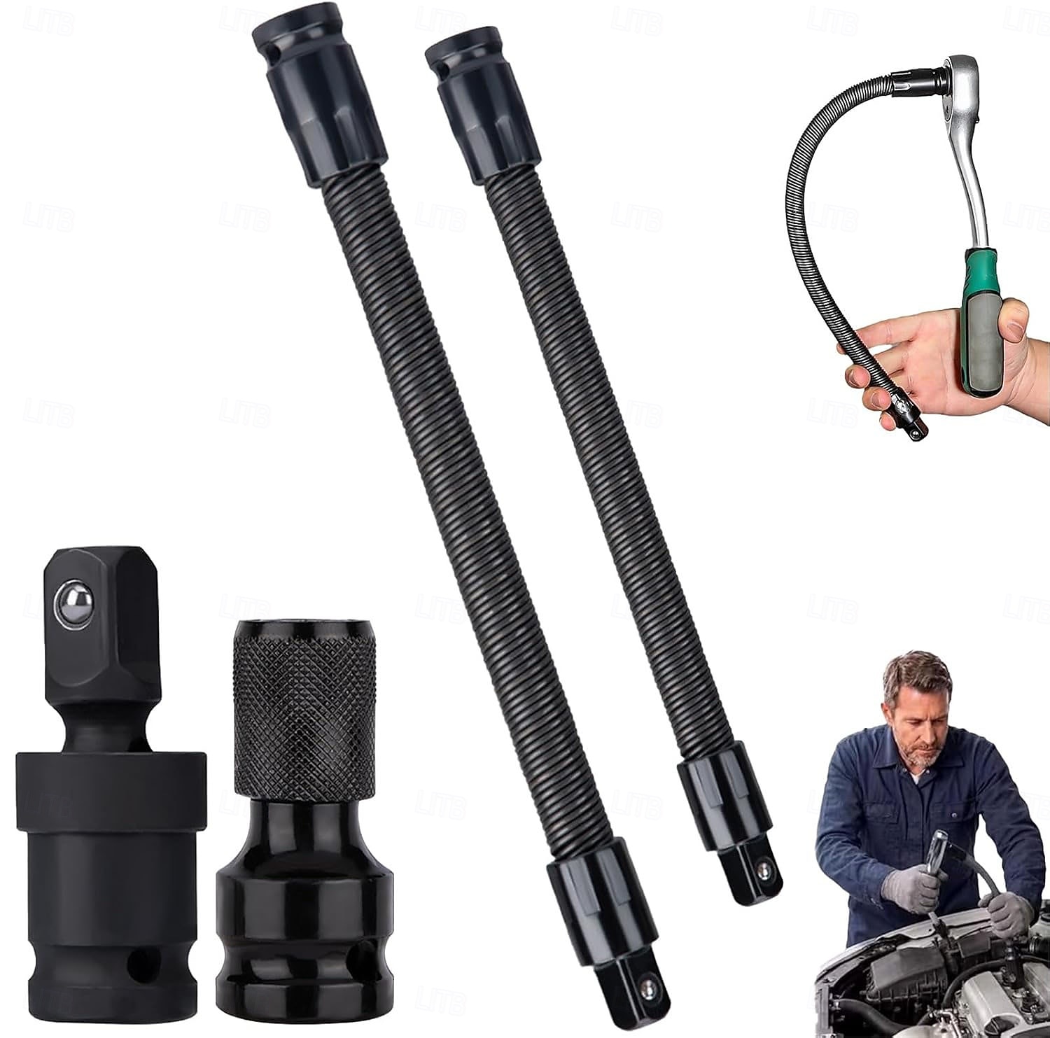 Prolunga flessibile per albero da 1/2", bussola dinamometrica, chiavi a cricchetto, chiave elettrica, biella, barra di prolunga flessibile per spazi ristretti, utensile manuale per riparazioni del 2026 a $16.99 –P3