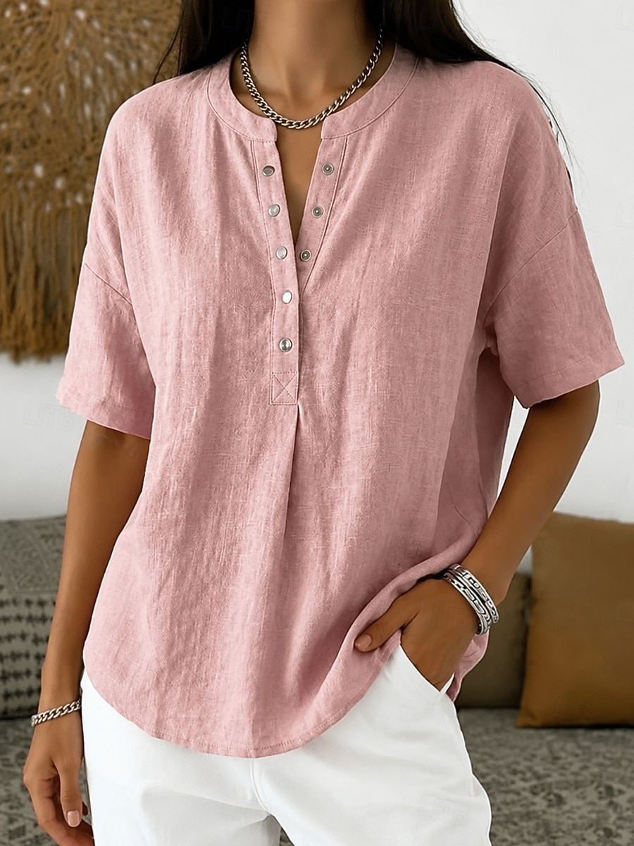 Mujer Camisa Color sólido Plano Elegante Diario Clásico Sin Mangas Tops largos Casual Azul Piscina Negro Amarillo Verde Trébol Caqui Verano Primavera 2026 - $26.99 –P4