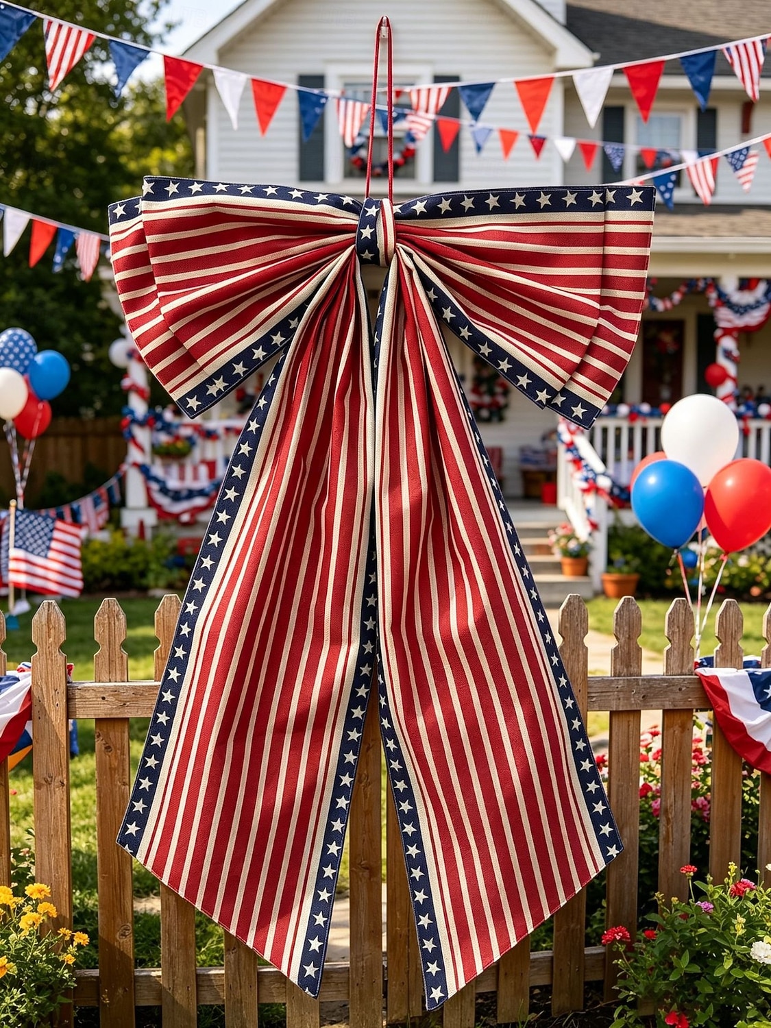 Fiocco decorativo per il 250° anniversario degli Stati Uniti, fiocco patriottico da appendere, rosso, bianco e blu, ghirlanda per la porta del 4 luglio, fiocco per la porta d'ingresso, portico, del 2026 a $18.99 –P12