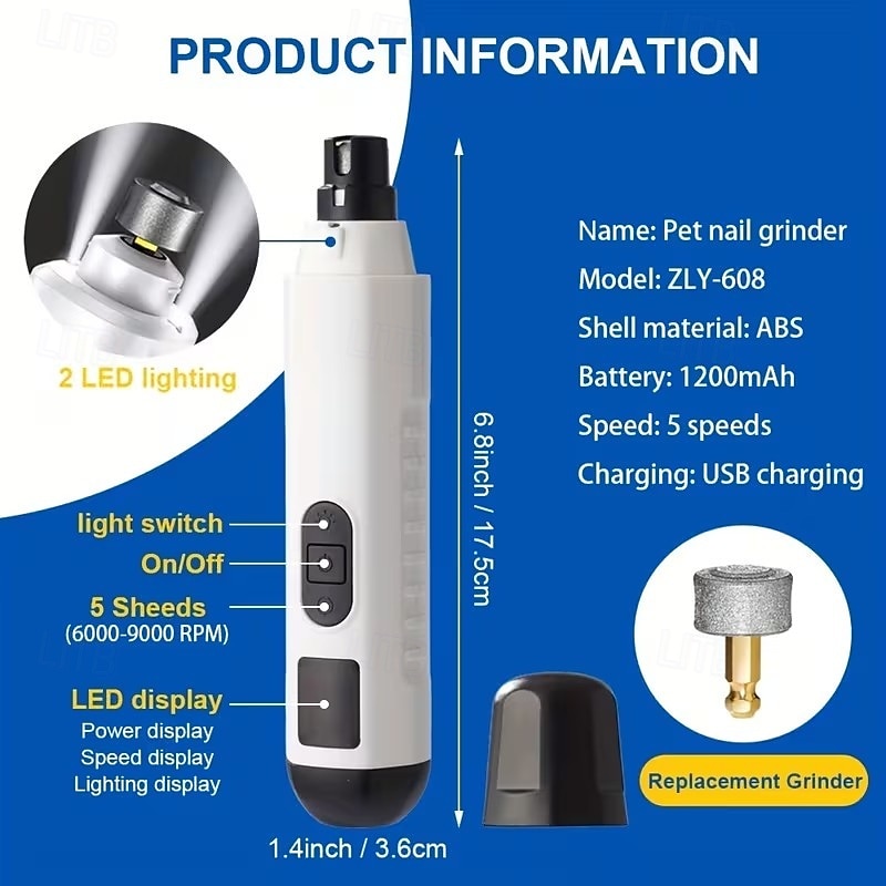 Dog Nail Grinders Painless USB Charging Rechargeable Pet Nail Clippers Quiet Electric Dog Cat Paws Nail Tools 2026 - $29.99 –P11