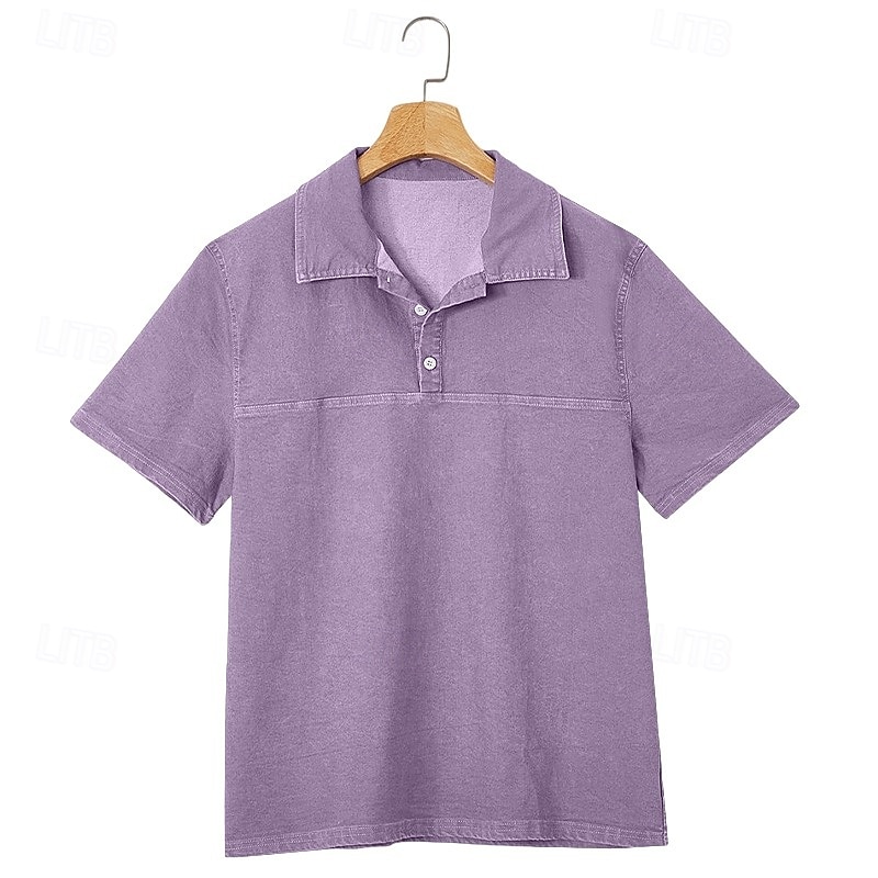 Cămașă spălată cu acid SoftFade™ Cămașă de golf bărbați Casual Afaceri Guler polo rib Tăiată Mâneca scurtă Modă Basic Solid Color Butoane Spălate Vară Primăvară Croială obișnuită Negru Verde deschis 2026 - $32.99 –P3