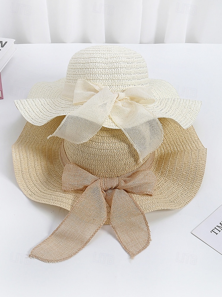 Chapeau de soleil bohème en paille pour femme, chapeau de plage pliable multicolore avec nœud papillon, chapeau à larges bords portable pour une tenue décontractée de 2026 ? $11.99 –P5