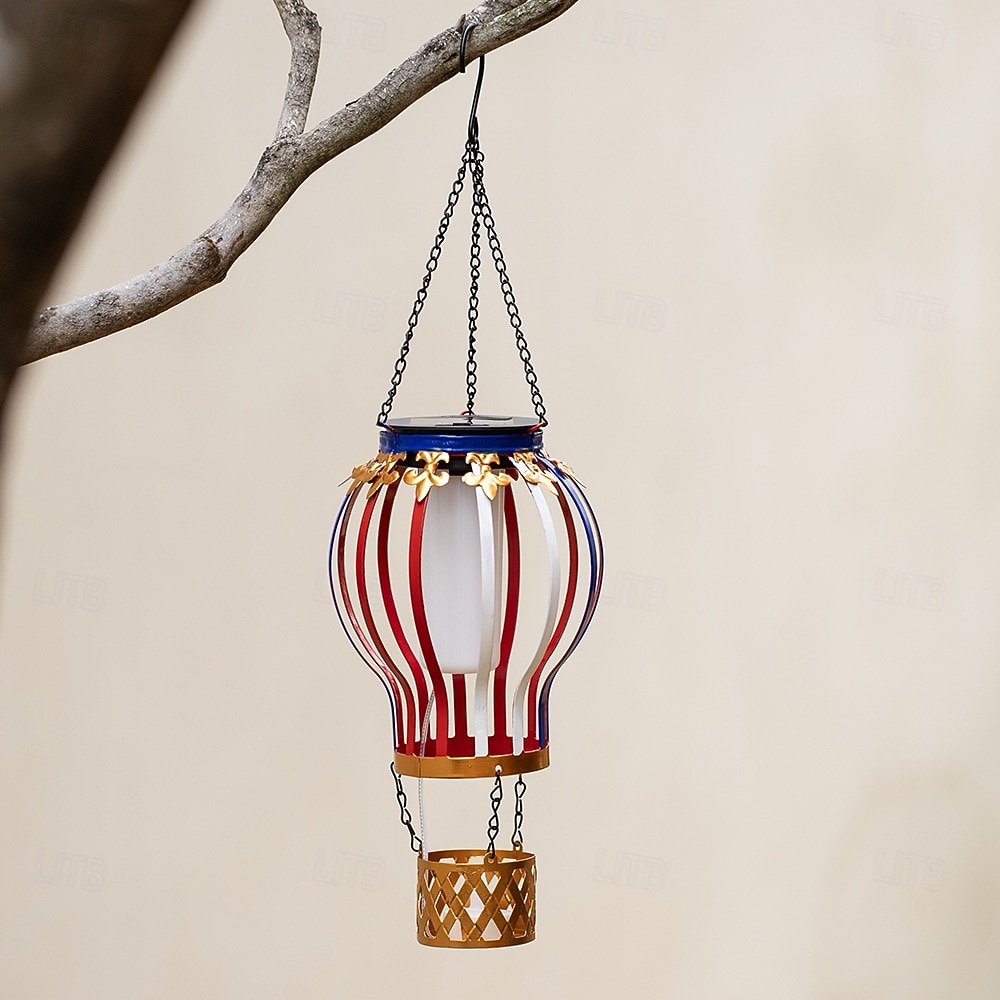 Outdoor Solar Hanging Lantern, Waterproof Metal Hot Air Balloon Decor with Flickering Flame LED, Patio Garden Porch Tree Balcony Fence Party Wedding Ambient Lighting 2026 - $23.99 –P8