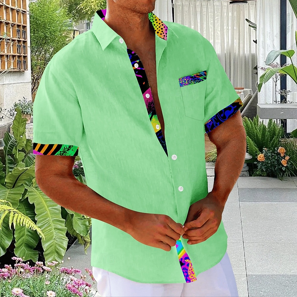 Per uomo Geometrico Arte astratta Camicia Camicia Estiva Camicia con Bottoni Manica Corta Moda Casual Quotidiano Ferie Estate Primavera Collo ripiegato Stampa 3D Una tasca anteriore Camicie con del 2026 a $25.99 –P1