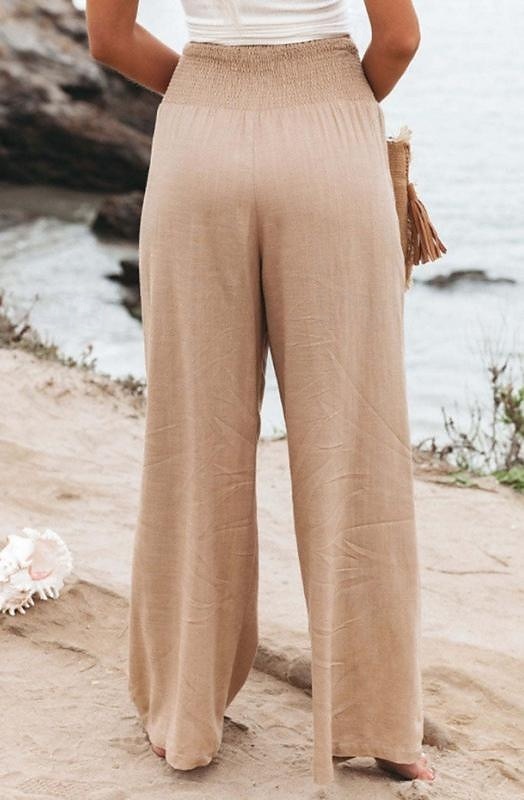 Damen Weites Bein Urlaub Stilvoll Volle Länge Hohe Taille Plissiert Komfort Dehnbar Täglich Strand Violett Marineblau Khaki Schwarz Sommer Frühling Lässiger Schnitt 2026 - $24.99 –P3
