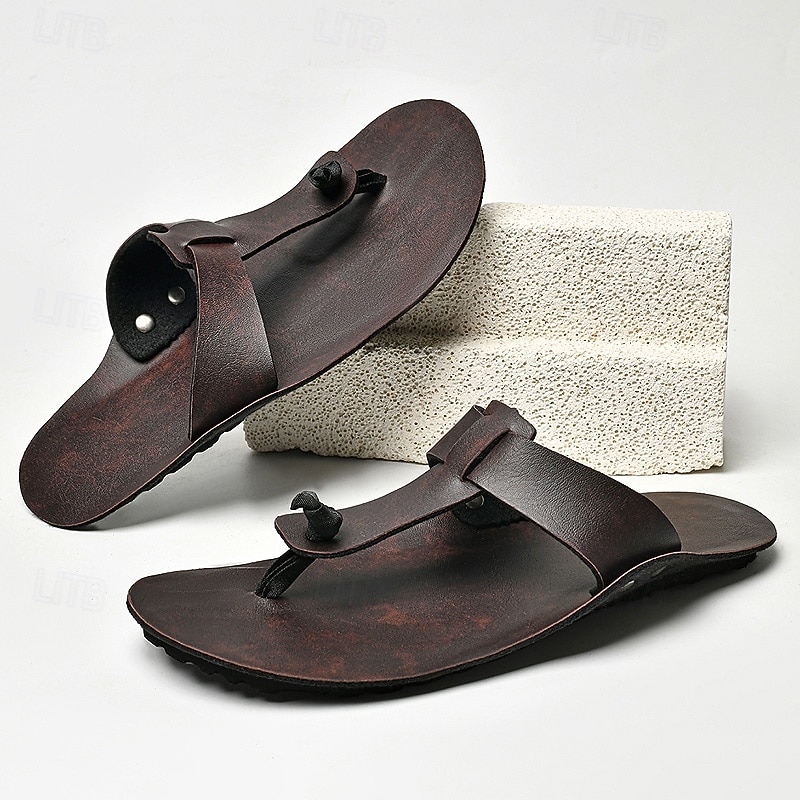 Herrsandaler med brun tå, mjuka, lätta och bekväma sommarskor för strandresor, kustnära fritid och varma väderförhållanden 2026 - $42.99 –P4