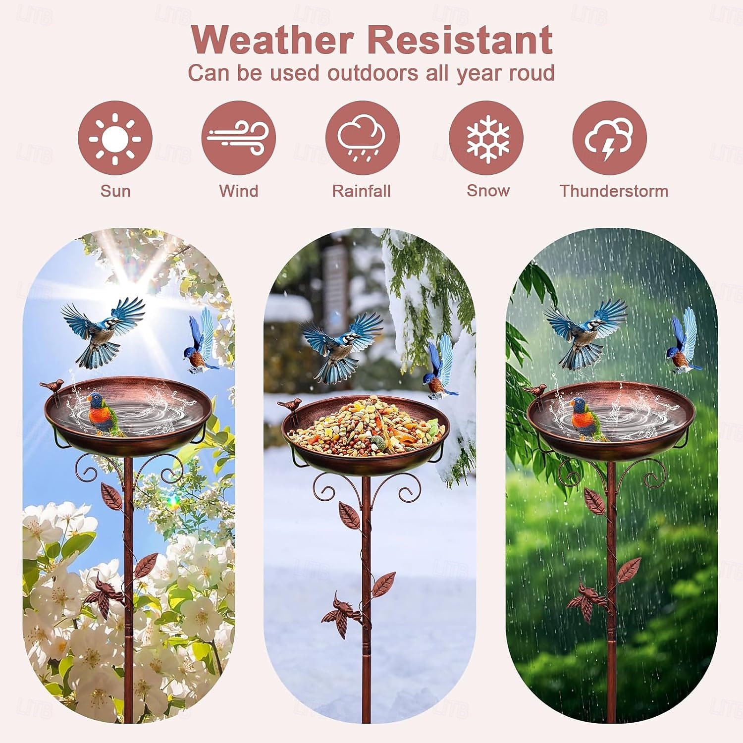 Metal Bird Bath for Outside with 2 Bird Decor, Hummingbird on Pole & Sparrow on Bowl, 98cm 38.5 Inch Height Garden Birdbath, 30cm 12 Inch Antique Bronze Freestanding Birdfeeder Bath for Yard Patio 2026 - $33.99 –P3