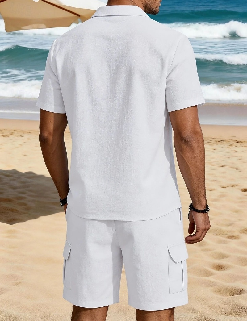 Per uomo Due pezzi Set Camicia Set estivo E Shorts Impostare Semplice Casuale Quotidiano Spiaggia Collo ripiegato Manica Corta Estate Primavera Moda Casual Confortevole Abbigliamento del 2026 a $35.99 –P6