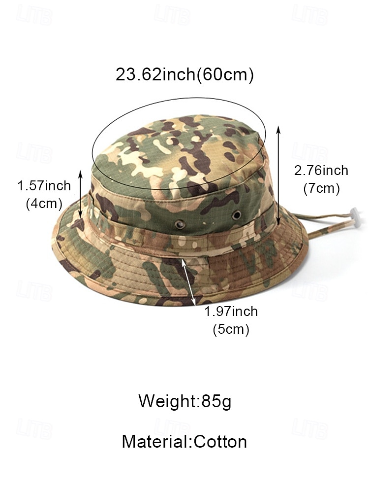 Camouflage bucket hat voor heren, verstelbare zonnehoed van katoen-polyester voor buitenactiviteiten zoals vissen, reizen en dagelijks gebruik. 2026 - $14.99 –P13
