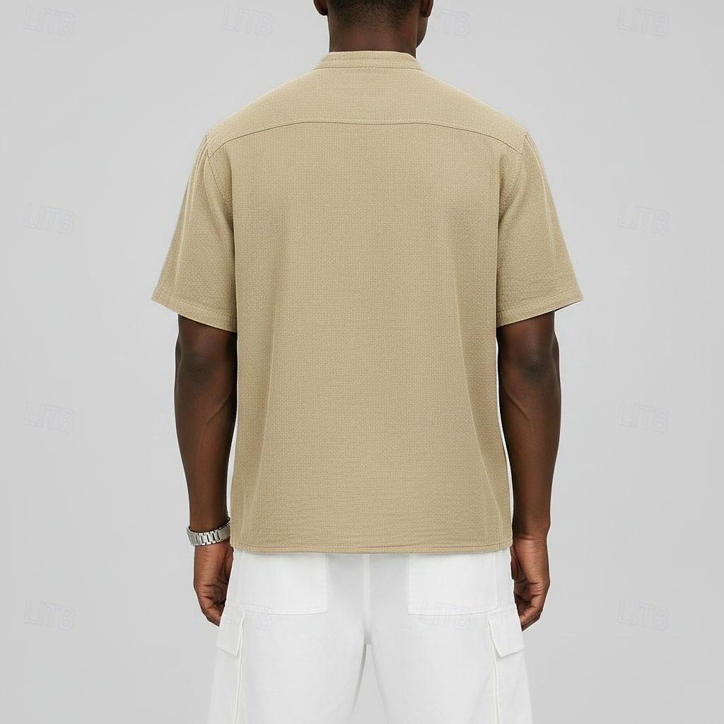 Men's Tee Linen T-Shirt Short Sleeve Solid Color Plain Vacation Pocket Buttons Henley Casual Daily Outdoor Summer Spring &  Fall Light Blue Navy Blue Khaki Henley T-Shirt 2026 - $23.99 –P5