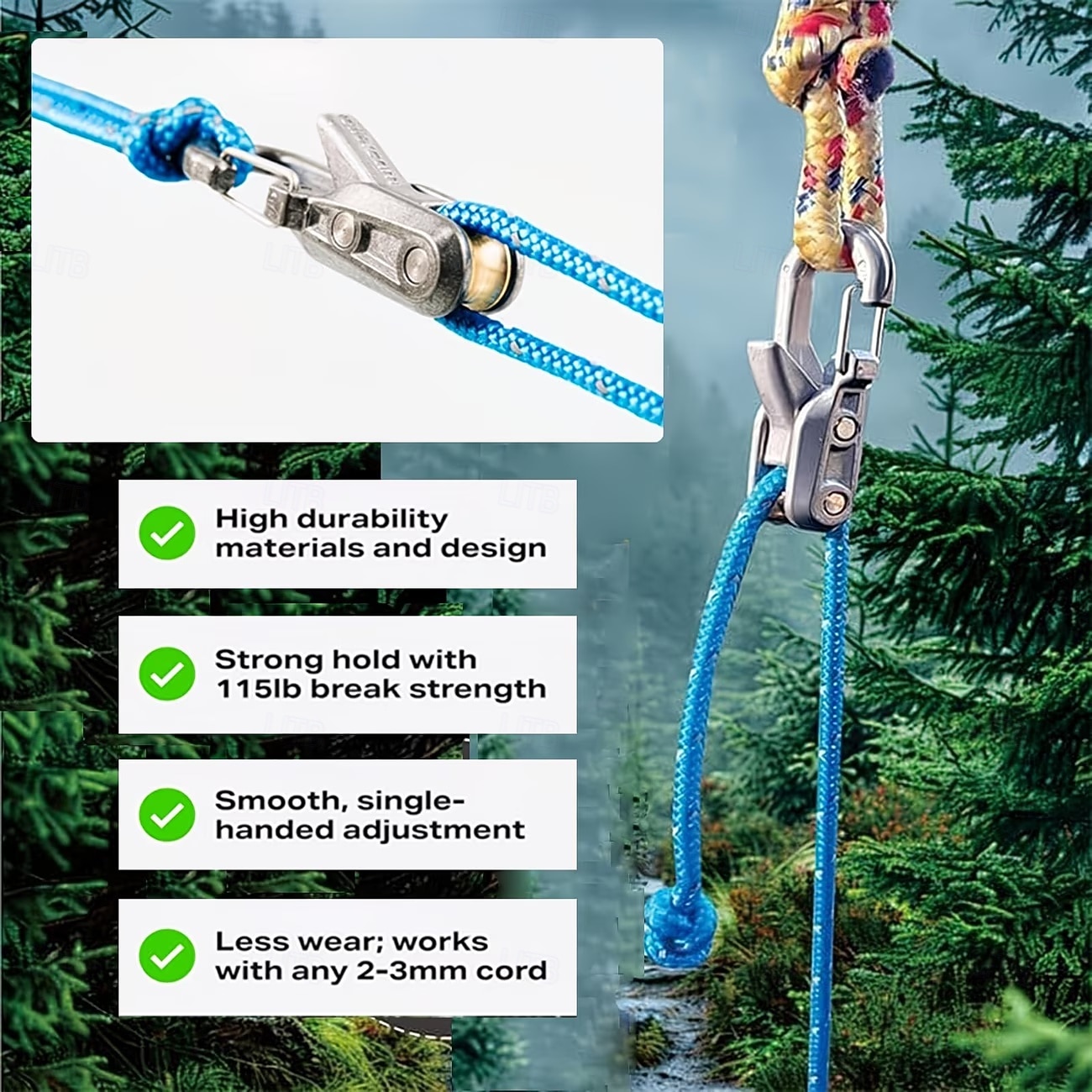 6er-Pack Paracord-Versteller für den Außenbereich, Seilrollenspanner mit Verriegelungsschnalle, Seilspannwerkzeug mit robustem Spanngurt für Camping, Bootfahren, LKW-Ladung, Zeltausrüstung, inklusive 2026 - $27.99 –P5